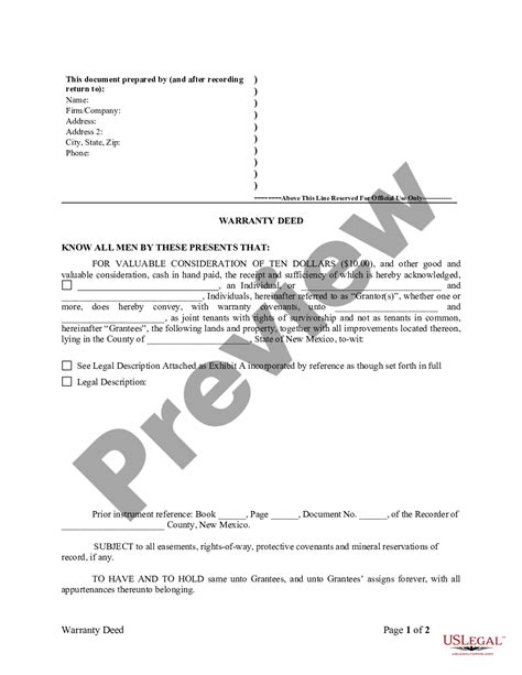 New Mexico Warranty Deed For Separate Or Joint Property To Joint