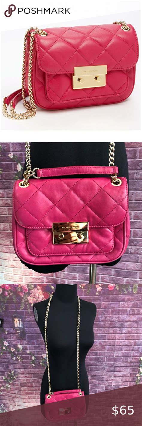 Michael Kors Sloan Deep Pink Quilted Crossbody Bag Quilted Crossbody