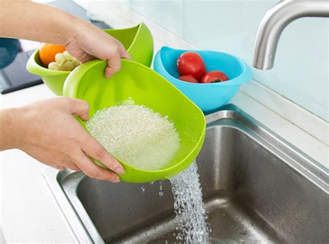 Buy Plastic Clean Fresh Rice Machine Vegetables Basin Wash Rice Sieve