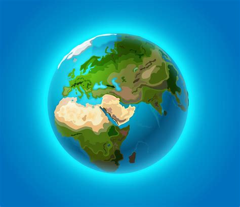 Detailed Earth Planet Vector Illustration Template For A Design