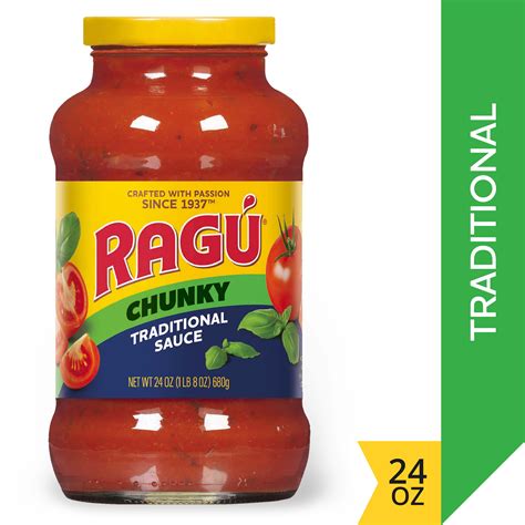 Ragu Chunky Traditional Pasta Sauce With Diced Tomatoes Basil And