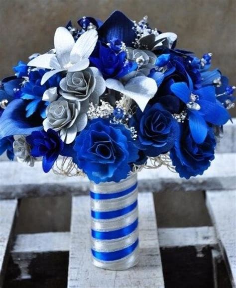 Bright Royal Blue And Metallic Silver Winter Wedding Color Ideas