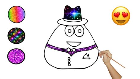 Glitter Pou Coloring And Drawing Learn Colors For Youtube