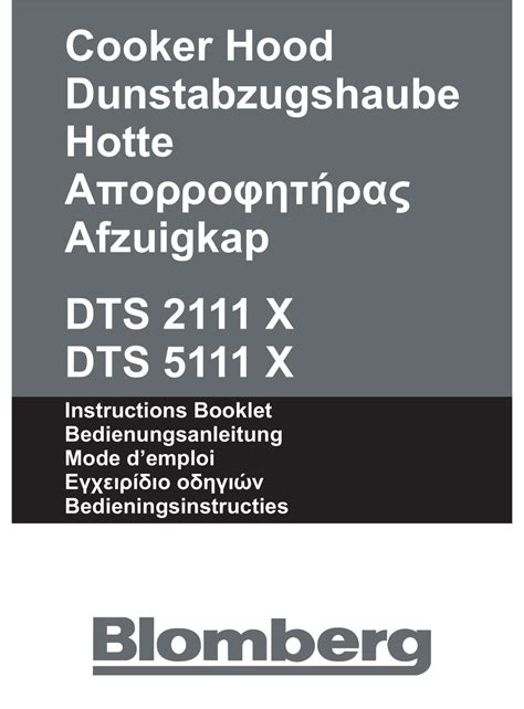 Blomberg Dts 2111 Ventilation Hood Instruction Booklet Manualslib