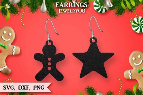 Download Christmas Earrings, Cut File, SVG DXF PNG, Gingerbread Men ...