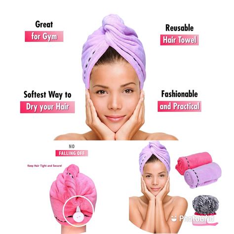 Microfiber Hair Towel Turban Wrap 2 Pc Head Wraps For Women Bundled