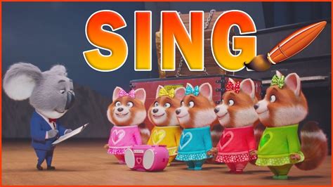 Coloring Sing Buster Mood and Red Panda Girls - Kids Coloring Pages