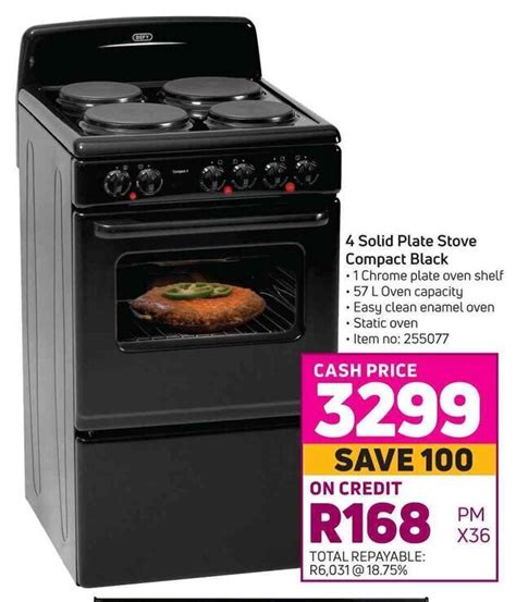 Defy 4 Solid Plate Stove Compact Black Offer At Game
