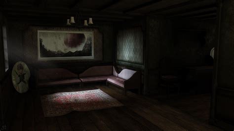 Dark Living Room Anime Background