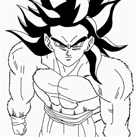 Dibujo De Goku Super Sayan 4 Para Pintar Y Colorear Dibujos De