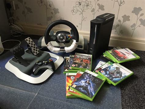 Xbox 360 Elite 120gb And Wireless Steering Wheel In Stamford Bridge