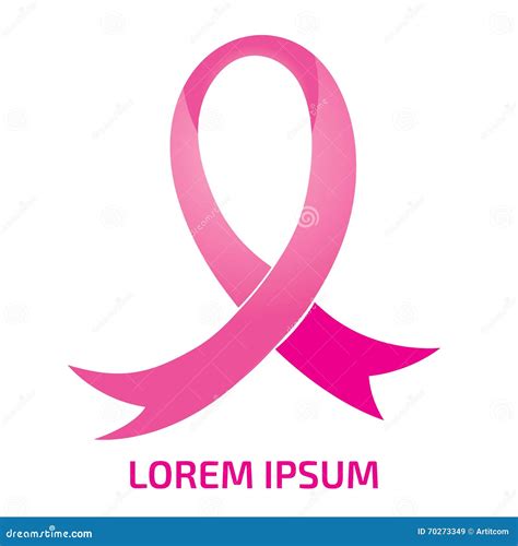 Realistic Pink Ribbon Logo Breast Cancer Awareness Symbol Vect Stock