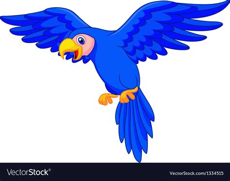 Blue Parrot Cartoon Flying Royalty Free Vector Image