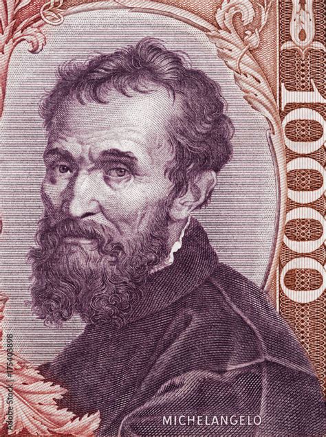 Foto De Michelangelo Buonarroti Portrait On Italy 1000 Lira Banknote