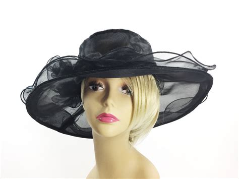 Elegant Ladies Sheer Black Tea Party Hat Black Summer Hat Dress Up