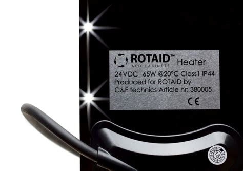 Skiltet er i henhold til den nye internationale standarden fra: Rotaid SOLID PLUS VARME LHL skap til hjertestarter ...