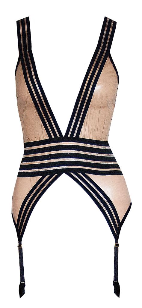 Kylie Nude Corselette Stripe Corselette Mesh Body Etsy