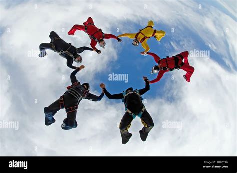 Skydiving Team Group Formation Stock Photo Alamy