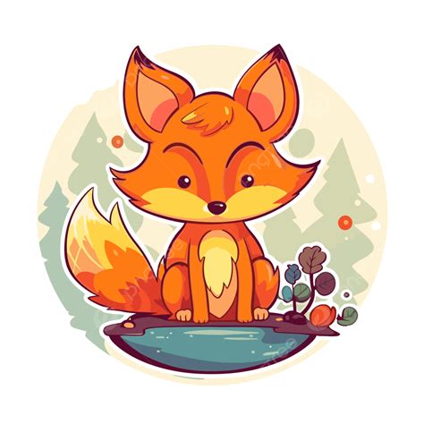 Cute Fox Sitting In The Water Clipart Vector Free Fox Free Fox
