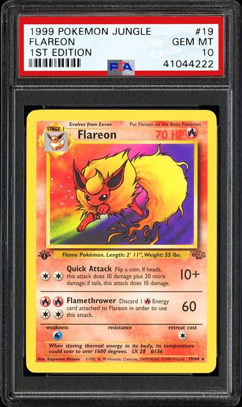 The card was graded pristine bgs 10. Auction Prices Realized TCG Cards 1999 POKEMON JUNGLE Flareon 1st Edition Summary