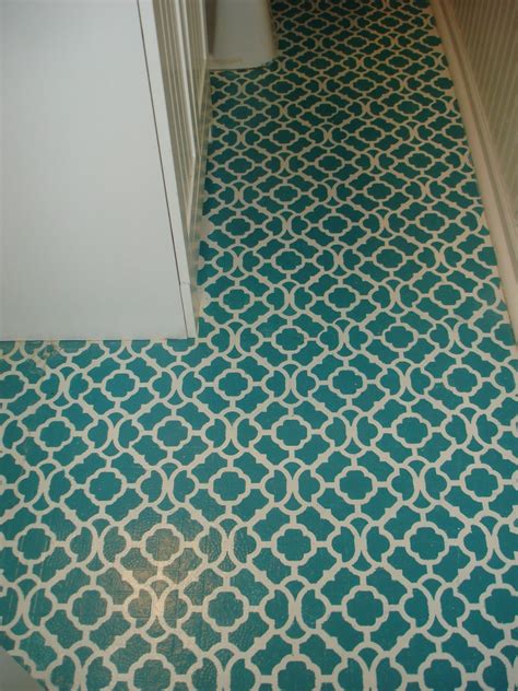 The best paint to use over your existing vinyl floor is a porch and floor paint. Stencil paint over vinyl floors | Vinyl flooring, Painted bathroom floors, Painted vinyl floors