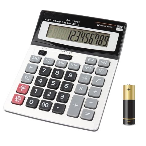 Buy Calculators Hihuhen Large Calculator Solar And Battery Power 12 Digit