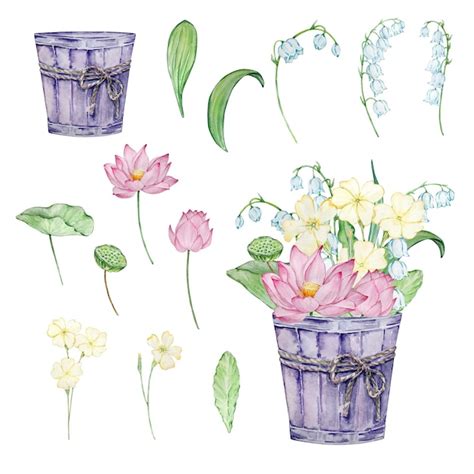 Premium Vector Watercolor Bouquet Of Birth Month Flower In Vase