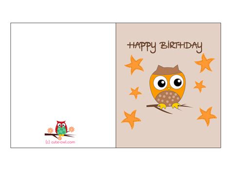 Free Printable Cute Owl Birthday Cards