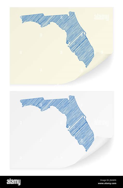 Florida Mapa A Mano Alzada Sobre Un Fondo Blanco Fotografía De Stock