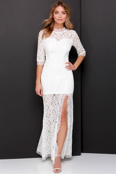 Gorgeous Ivory Dress Lace Dress Half Sleeve Dress Maxi Dress 6400