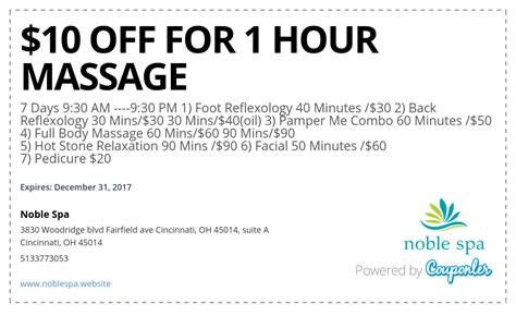 Noble Spa Coupon 10 Off For 1 Hour Massage Couponler