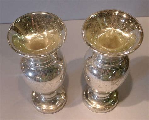 19th C Pair Of Mercury Glass Silvered Glass Vases At 1stdibs