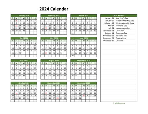 2024 Calendar With Federal Holidays 2024 Calendar Printable