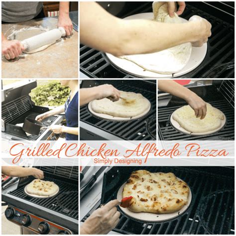 Brush olive oil around the perimeter of the dough to create a golden crust. Grilled Chicken Alfredo Pizza + grill giveaway