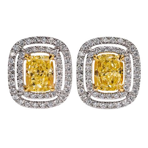 Fancy Vivid Yellow Diamond Stud Earrings Ct Tw At Stdibs