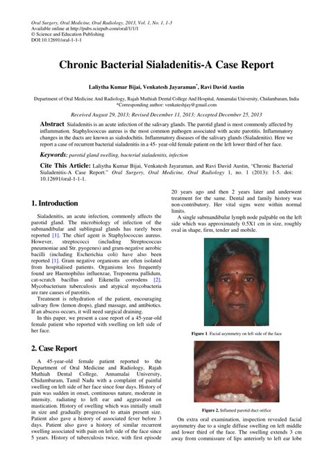 Pdf Chronic Bacterial Sialadenitis A Case Report