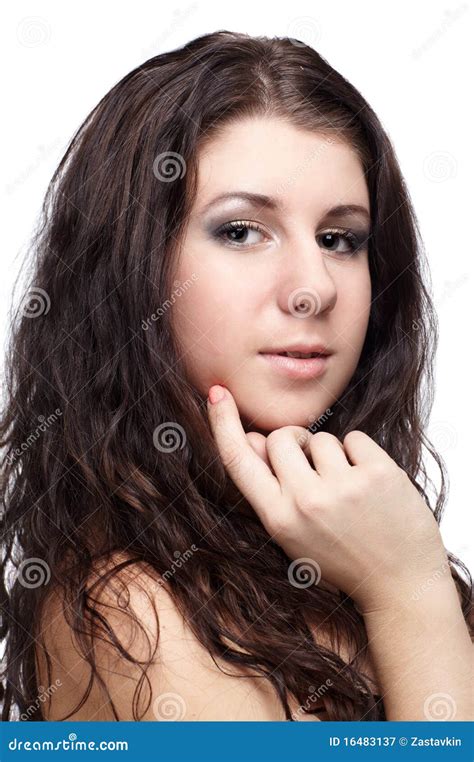 Brunette Girl Stock Image Image Of Curly Shoulder Style 16483137
