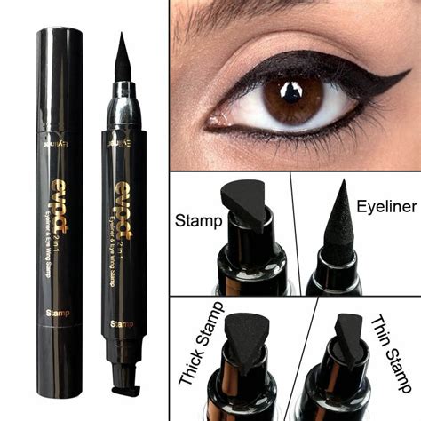 2 In 1 Black Liquid Eyeliner Wing Seal Stamp Pencil Quick Dry