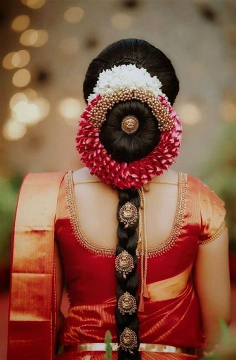 south indian wedding hairstyles for long hair which highlight your thi… indian bridal