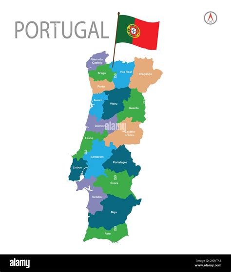 Portugal Mapa Con Provincia Mapa De Portugal Ilustración Vector Imagen