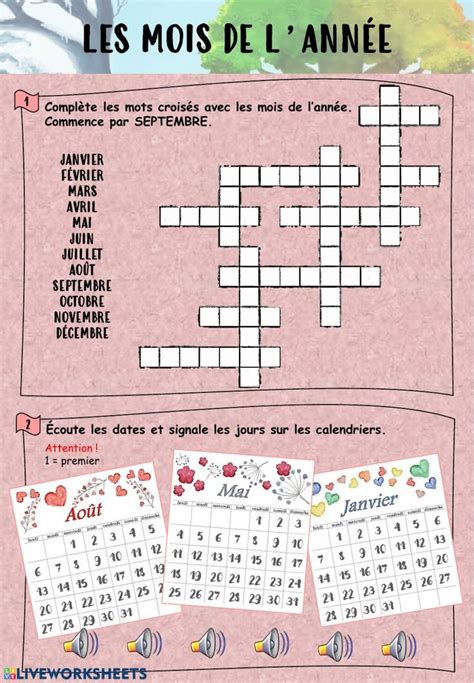 Les Mois De Lannée Interactive Worksheet French Worksheets French