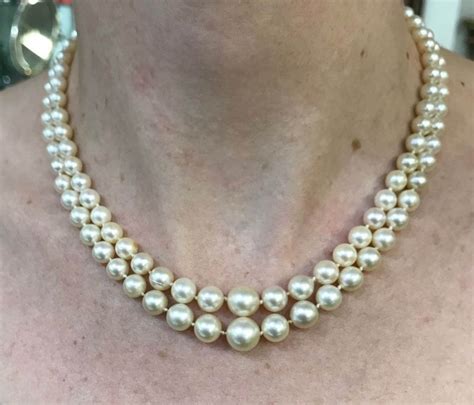 Vintage Double Strand Graduated Cultured Pearl Necklace
