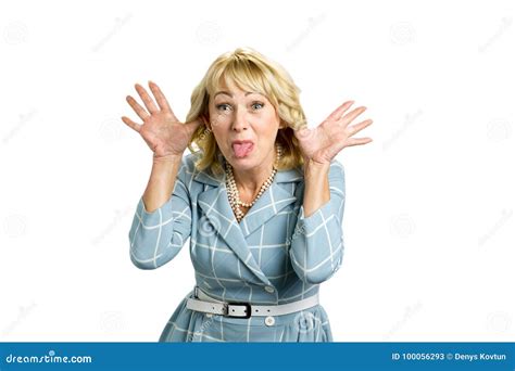 Adult Woman Making Grimace Stock Image Image Of Making Businesswoman 100056293
