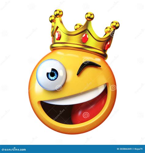 King Emoji Isolated On White Background Emoticon Wearing Crown 3d