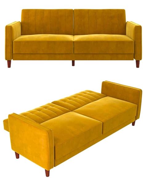 Mustard Yellow Velvet Sofa Bed Living In A Shoebox