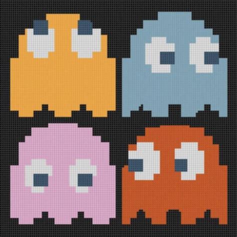 Pacman Ghosts 2 By Bracefacepatterns Embroidery Pattern Pixel