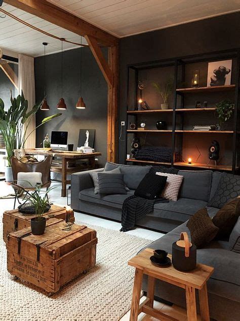 Masculine Industrial Living Room Idea From Woodendecoideassite For