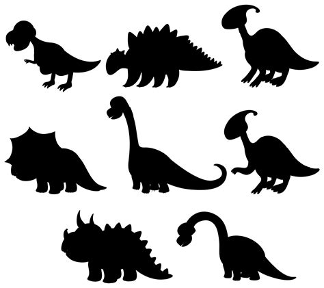 Set Of Silhouette Dinosaur Collection 606059 Vector Art At Vecteezy