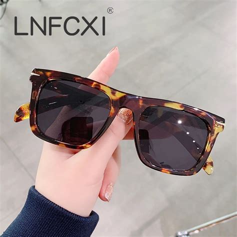 Lnfcxi Square Retro Sunglasses Women Vintage Eyewear Womenmen Luxury Brand Glasses Women Mirror