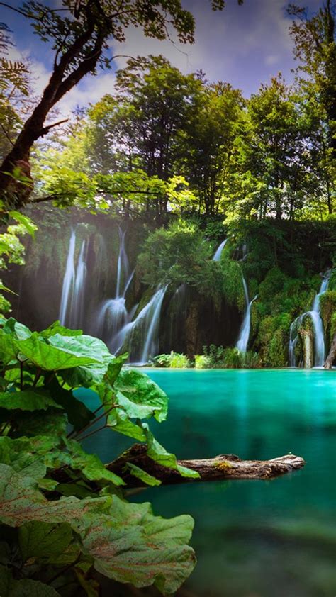 Natural Park With Waterfalls And Turquoise Water Plitvice Lakes